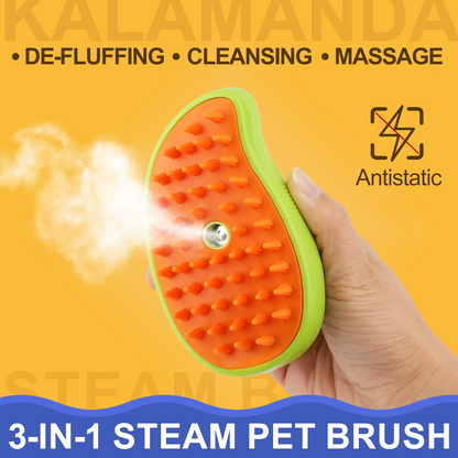 3-in-1 Electric Steamy Pet Grooming Brush – Hair Removal, Cleaning & Massage Comb for Cats & Dogs