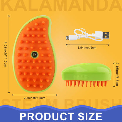 3-in-1 Electric Steamy Pet Grooming Brush – Hair Removal, Cleaning & Massage Comb for Cats & Dogs