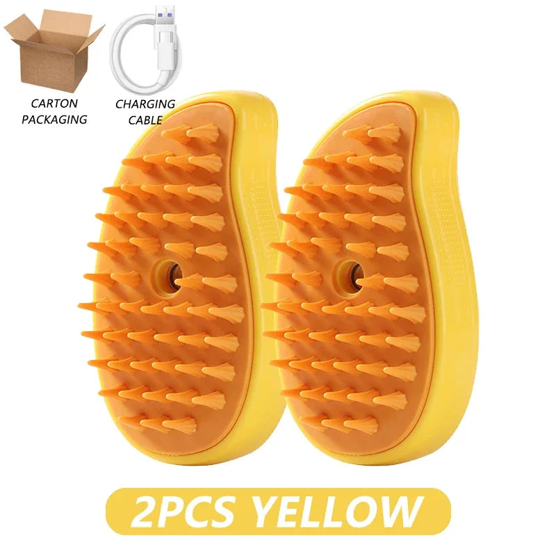 3-in-1 Electric Steamy Pet Grooming Brush – Hair Removal, Cleaning & Massage Comb for Cats & Dogs