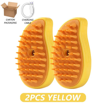 3-in-1 Electric Steamy Pet Grooming Brush – Hair Removal, Cleaning & Massage Comb for Cats & Dogs