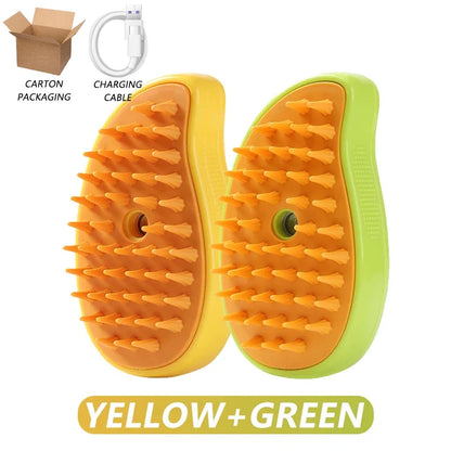 3-in-1 Electric Steamy Pet Grooming Brush – Hair Removal, Cleaning & Massage Comb for Cats & Dogs