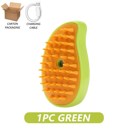 3-in-1 Electric Steamy Pet Grooming Brush – Hair Removal, Cleaning & Massage Comb for Cats & Dogs