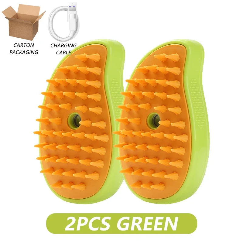 3-in-1 Electric Steamy Pet Grooming Brush – Hair Removal, Cleaning & Massage Comb for Cats & Dogs