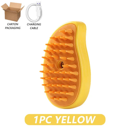 3-in-1 Electric Steamy Pet Grooming Brush – Hair Removal, Cleaning & Massage Comb for Cats & Dogs